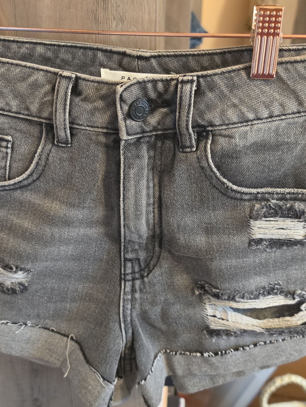 PacSun Women's Gray Distressed Boyfriend Jeans Shorts